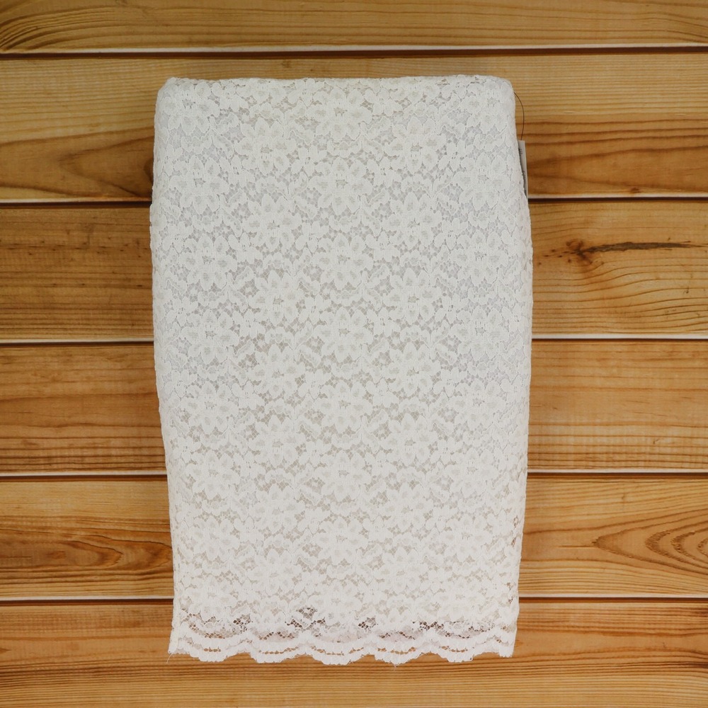 Worthington Pencil Skirt Womens Size 6 Ivory‎ Lace Overlay Lined Stretch NWT $49